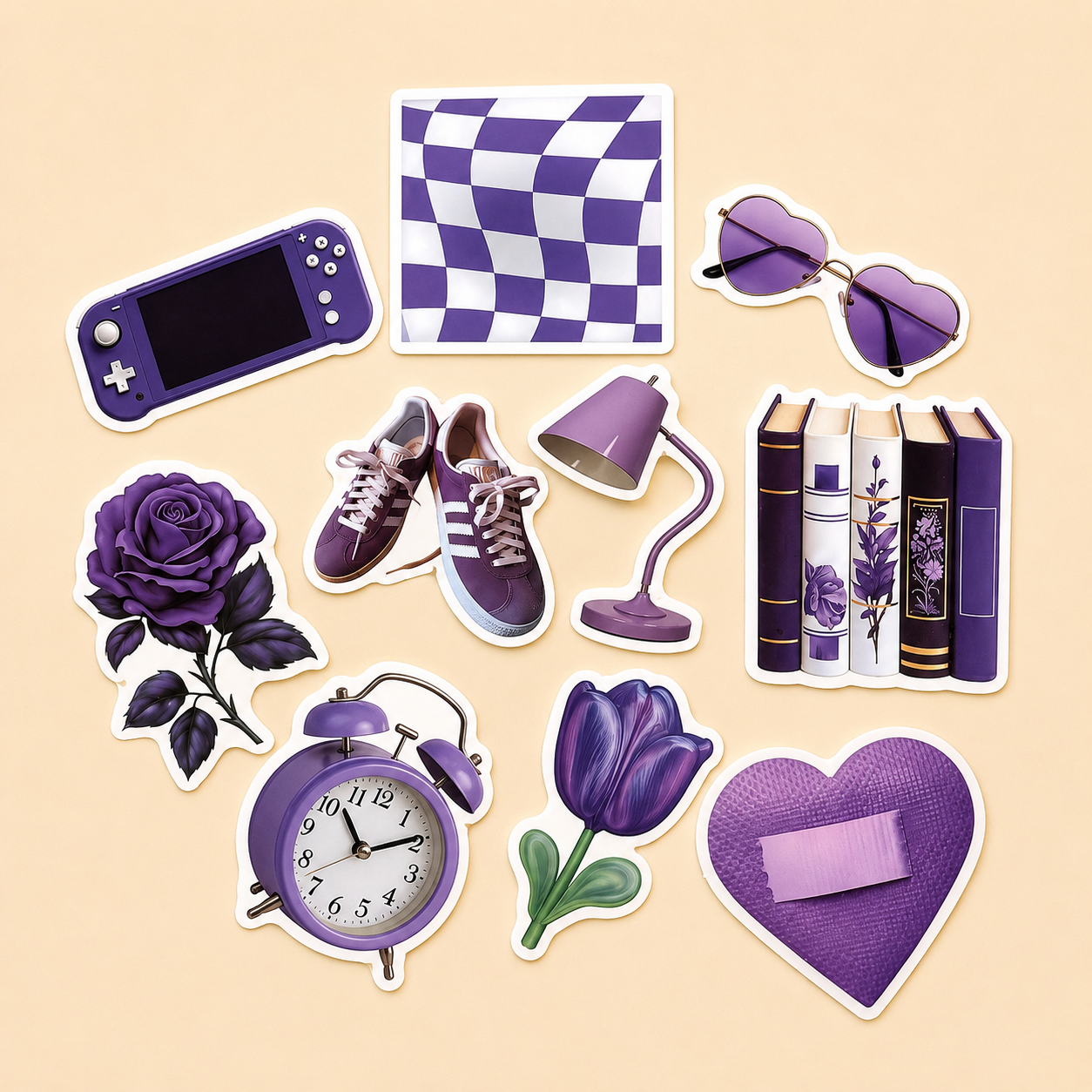 Purple assorted stickers (10)